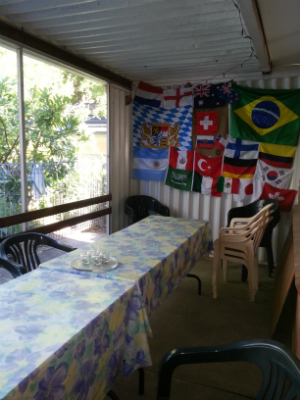 The different flags from all of Wendy's past students. So many countries!
