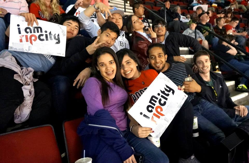 Our Portland students at a basketball game